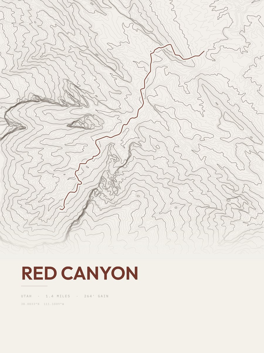 Red Canyon topographic trail print