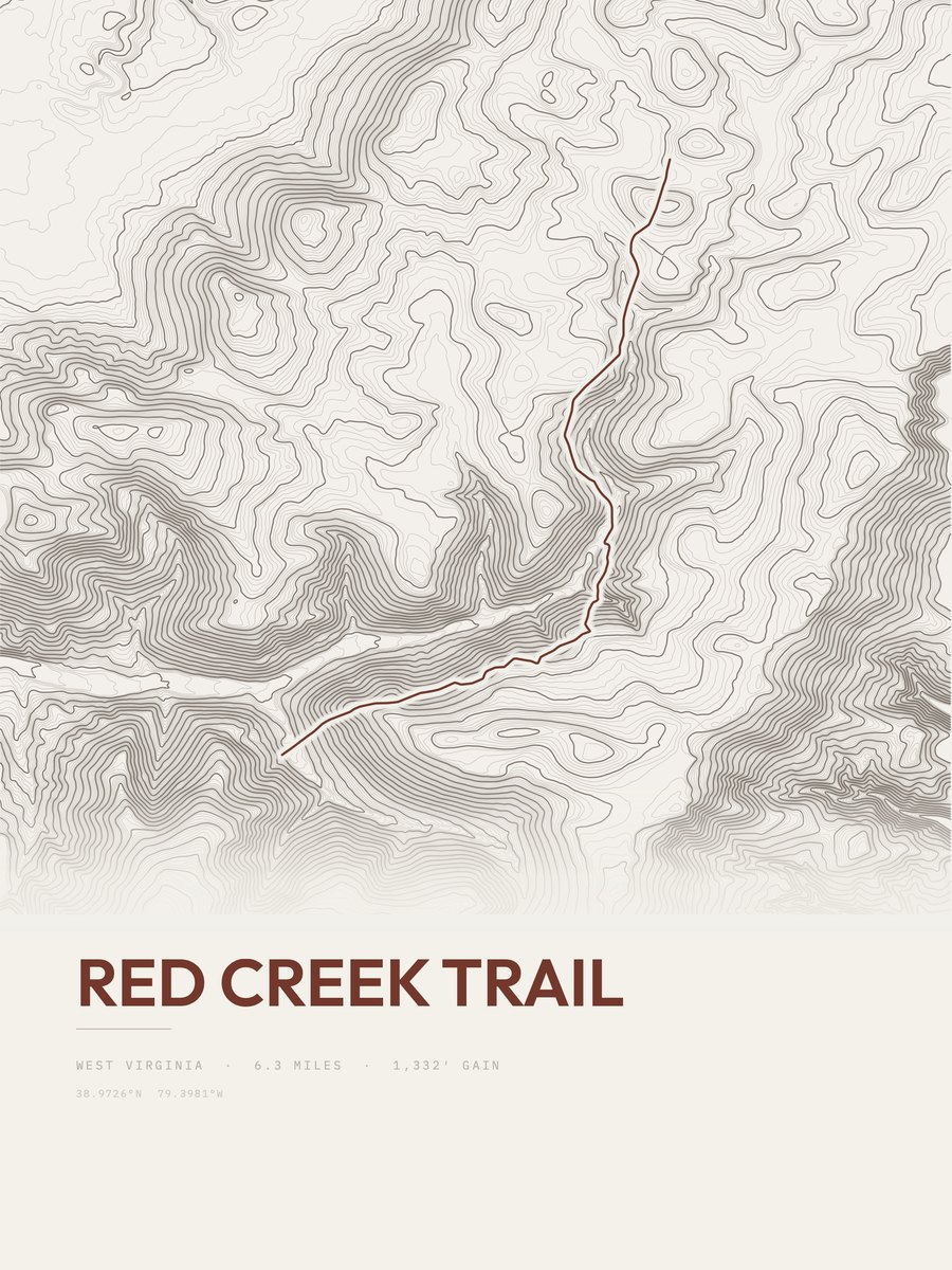 Red Creek Trail topographic trail print