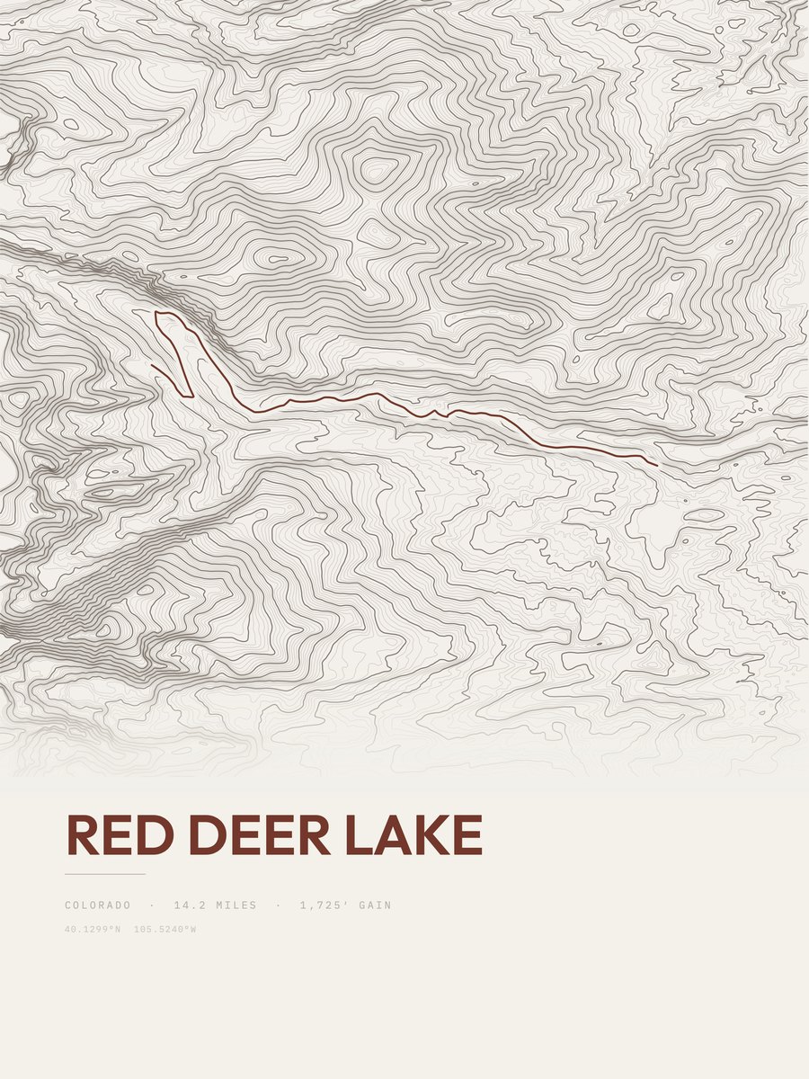 Red Deer Lake Topographic print