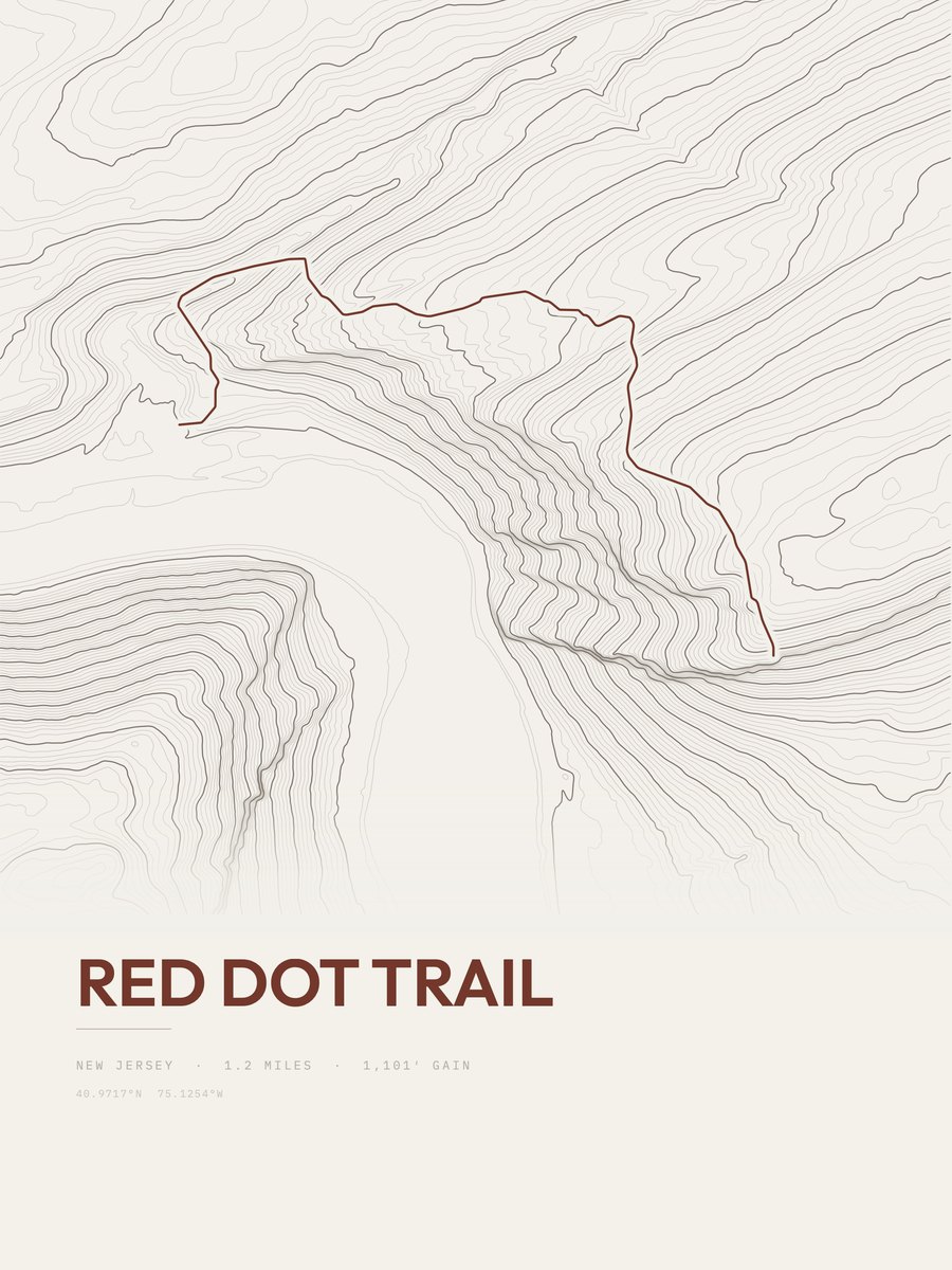 Red Dot Trail Topographic print
