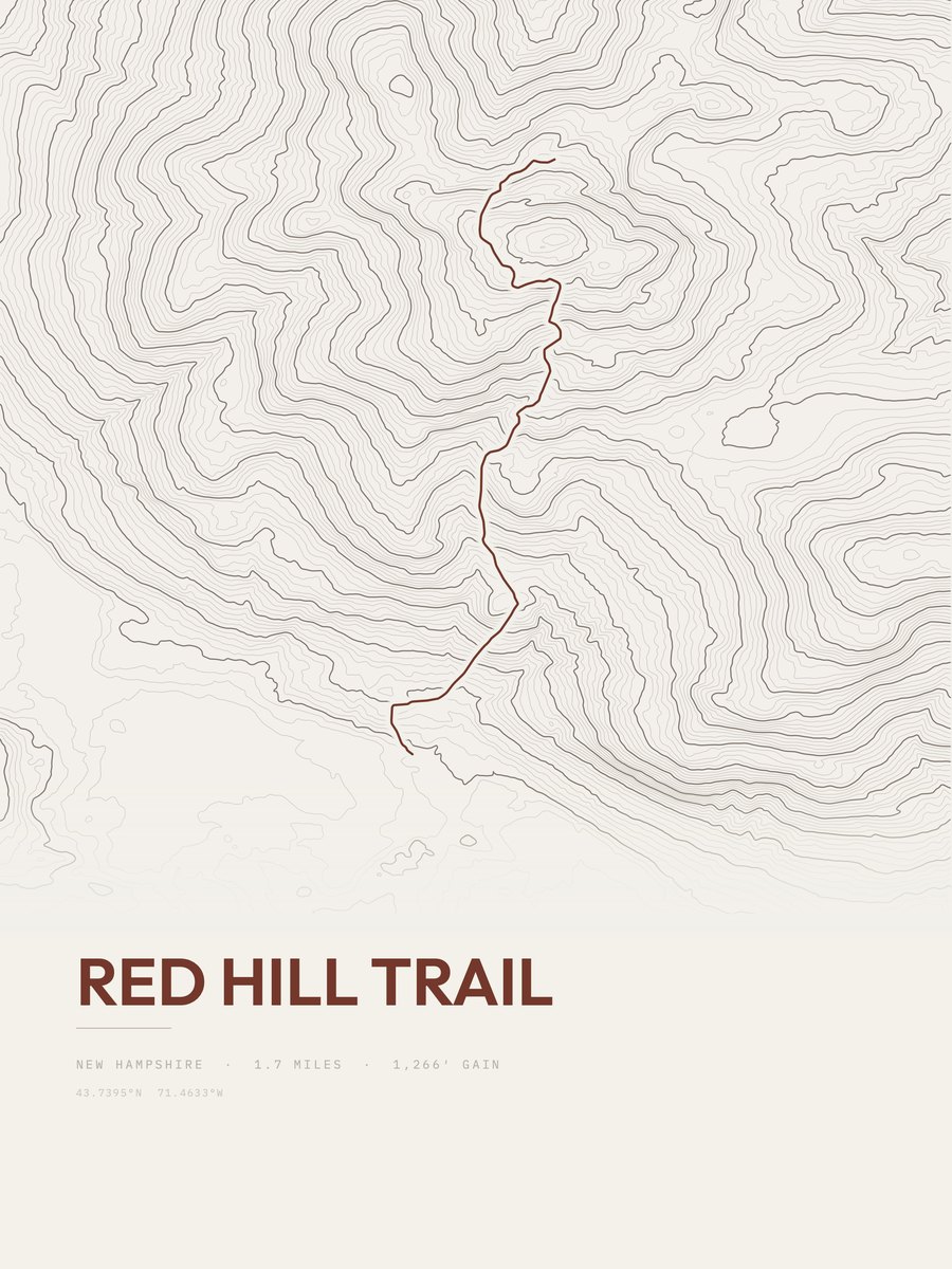 Red Hill Trail topographic trail print