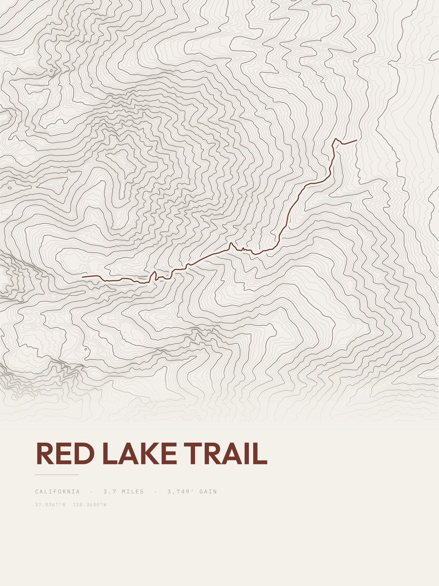 Red Lake Trail topographic trail print
