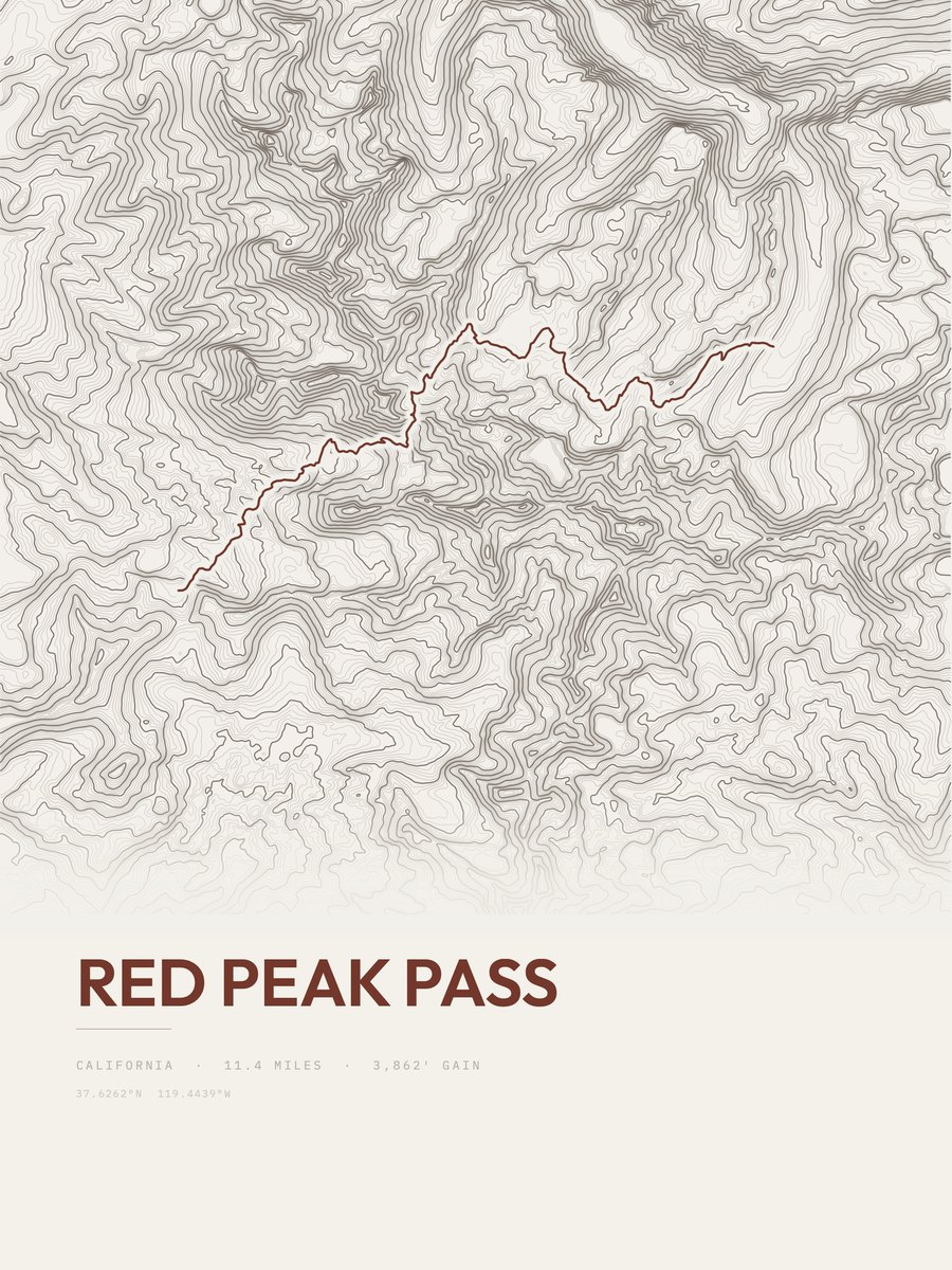 Red Peak Pass Topographic print