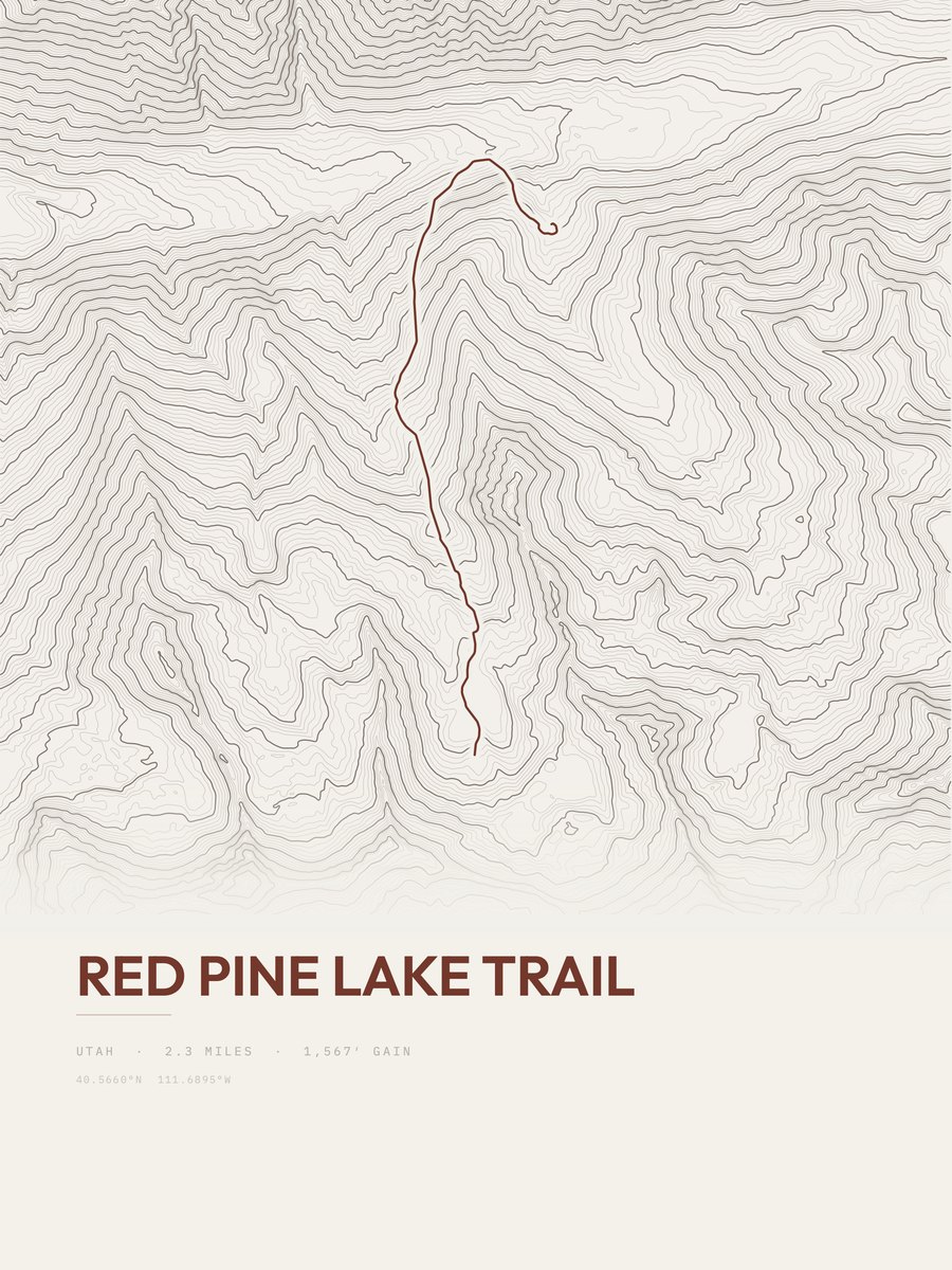 Red Pine Lake Trail Topographic print