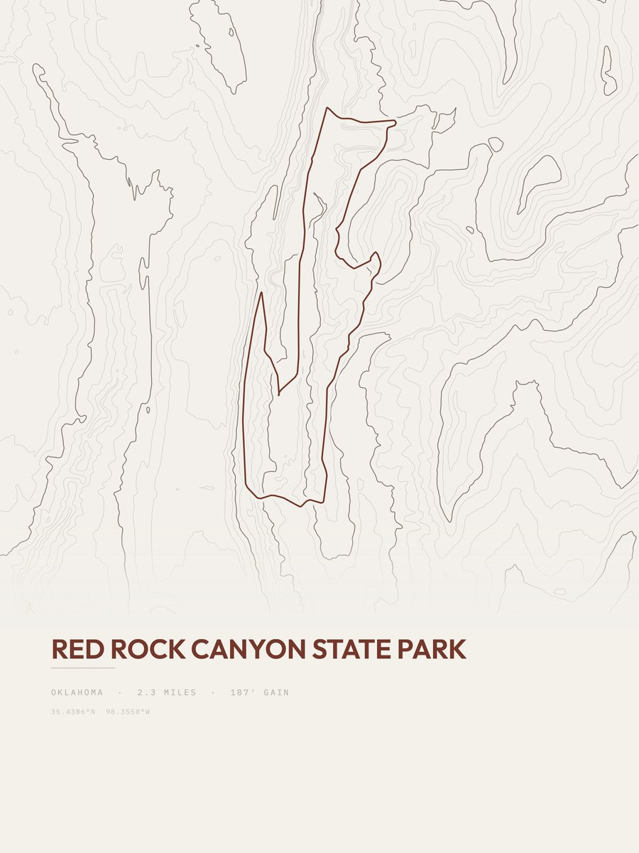 Red Rock Canyon State Park topographic trail print