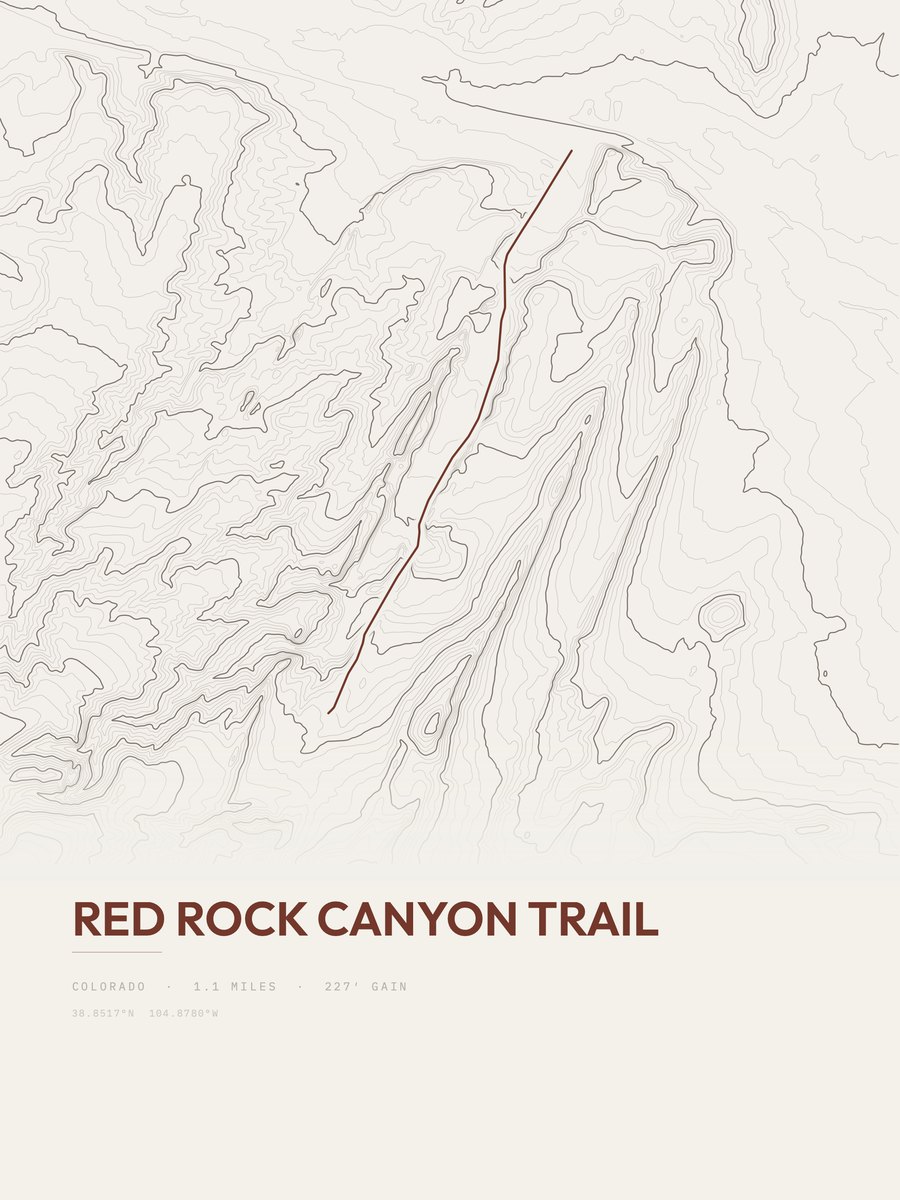 Red Rock Canyon Trail topographic trail print