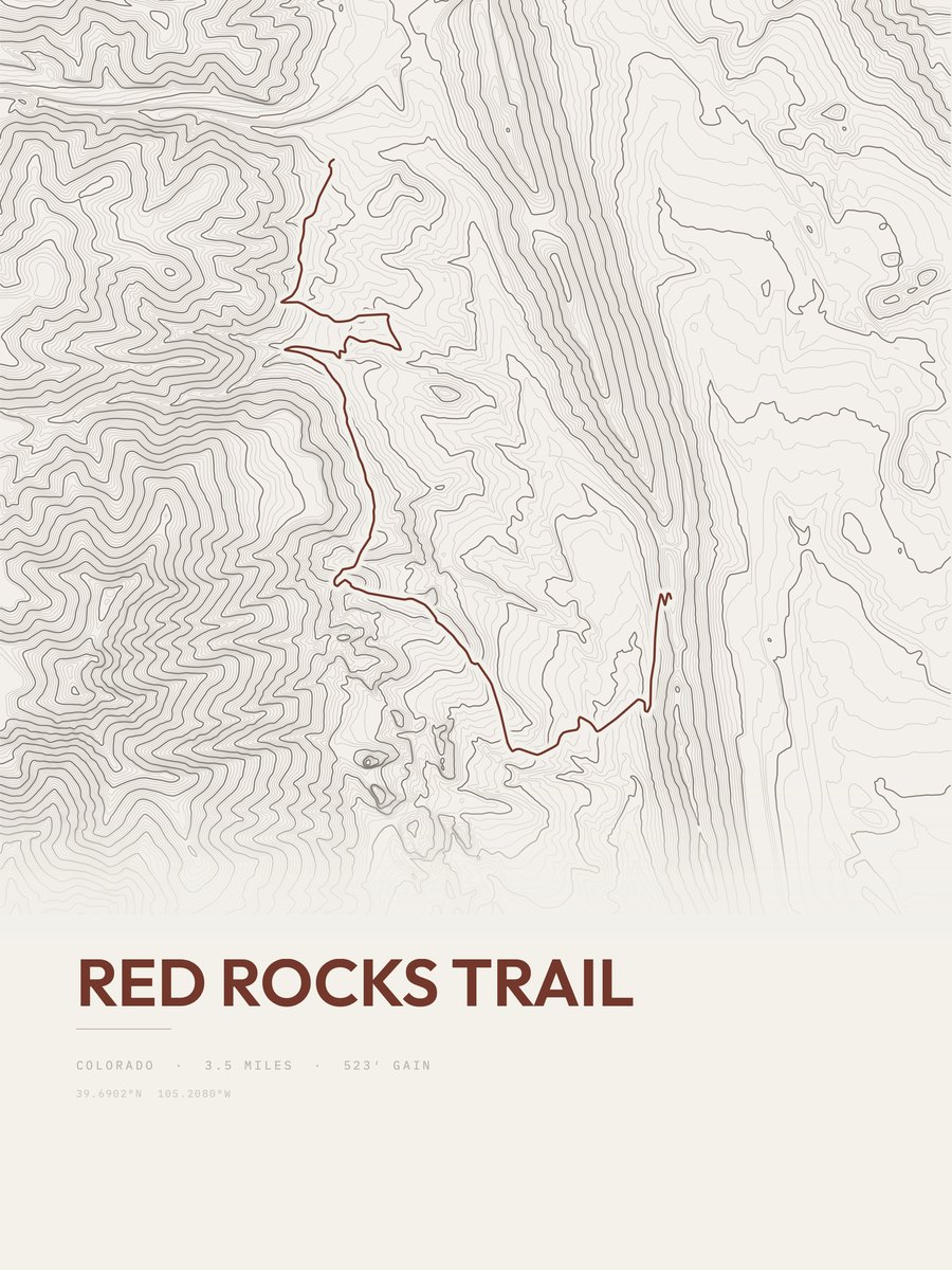 Red Rocks Trail topographic trail print