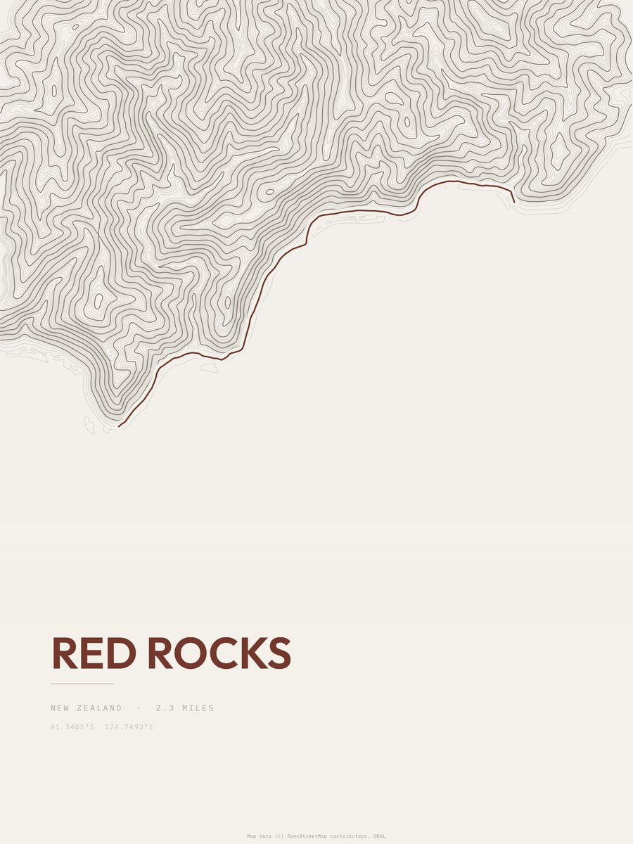 Red Rocks topographic trail print