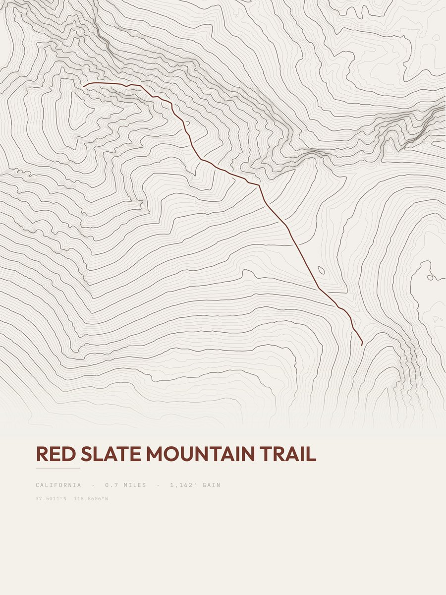Red Slate Mountain Trail Topographic print