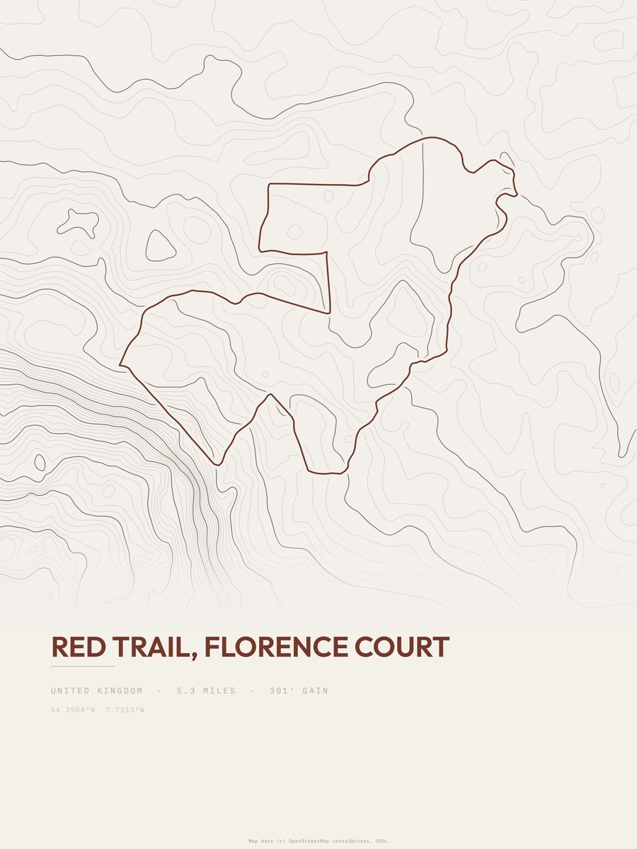 Red Trail Topographic print