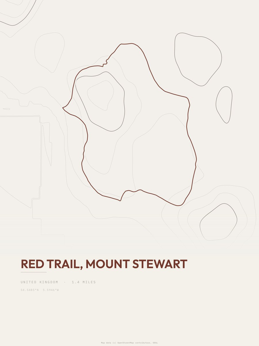 Red Trail topographic trail print