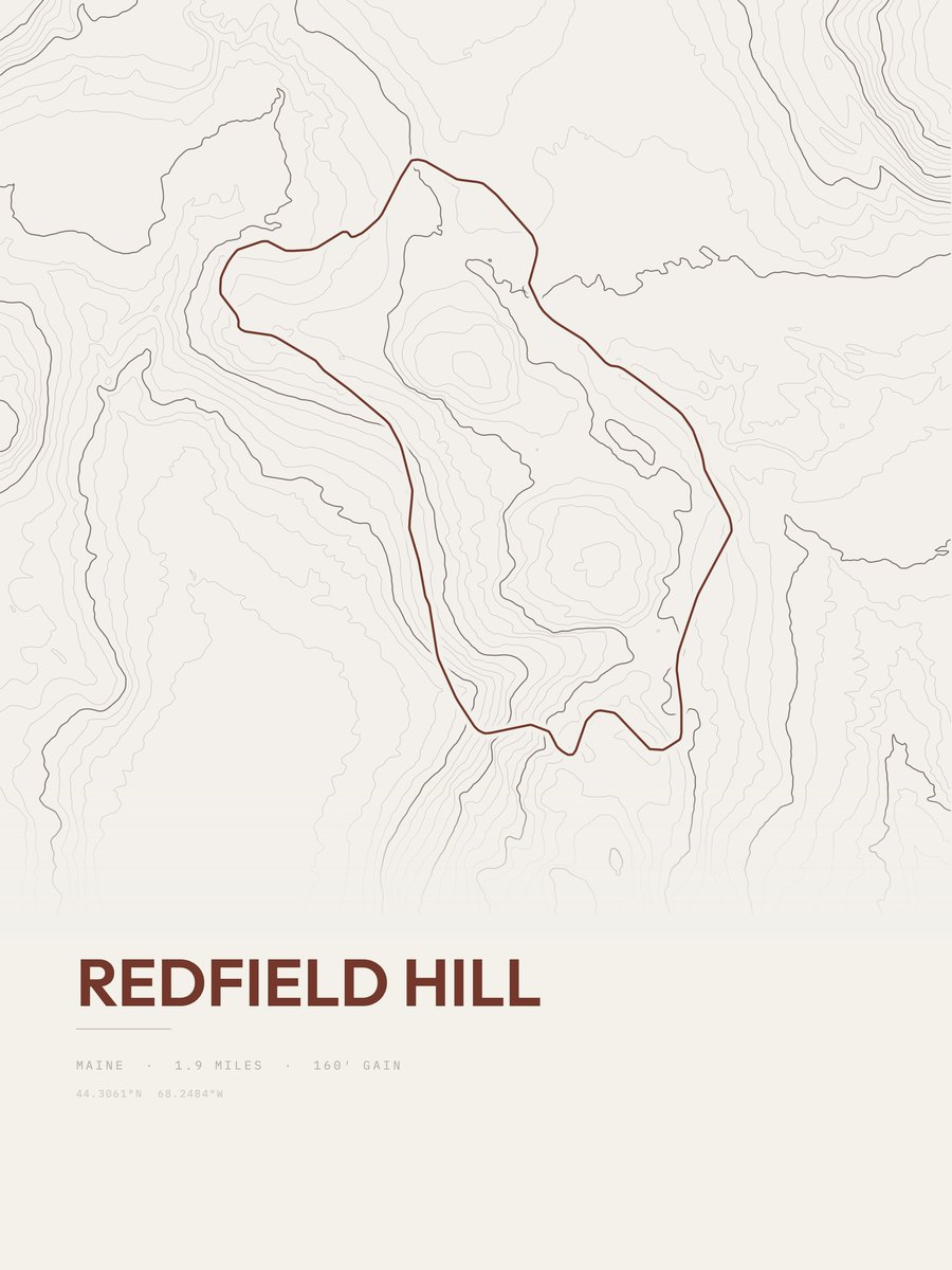 Redfield Hill topographic trail print