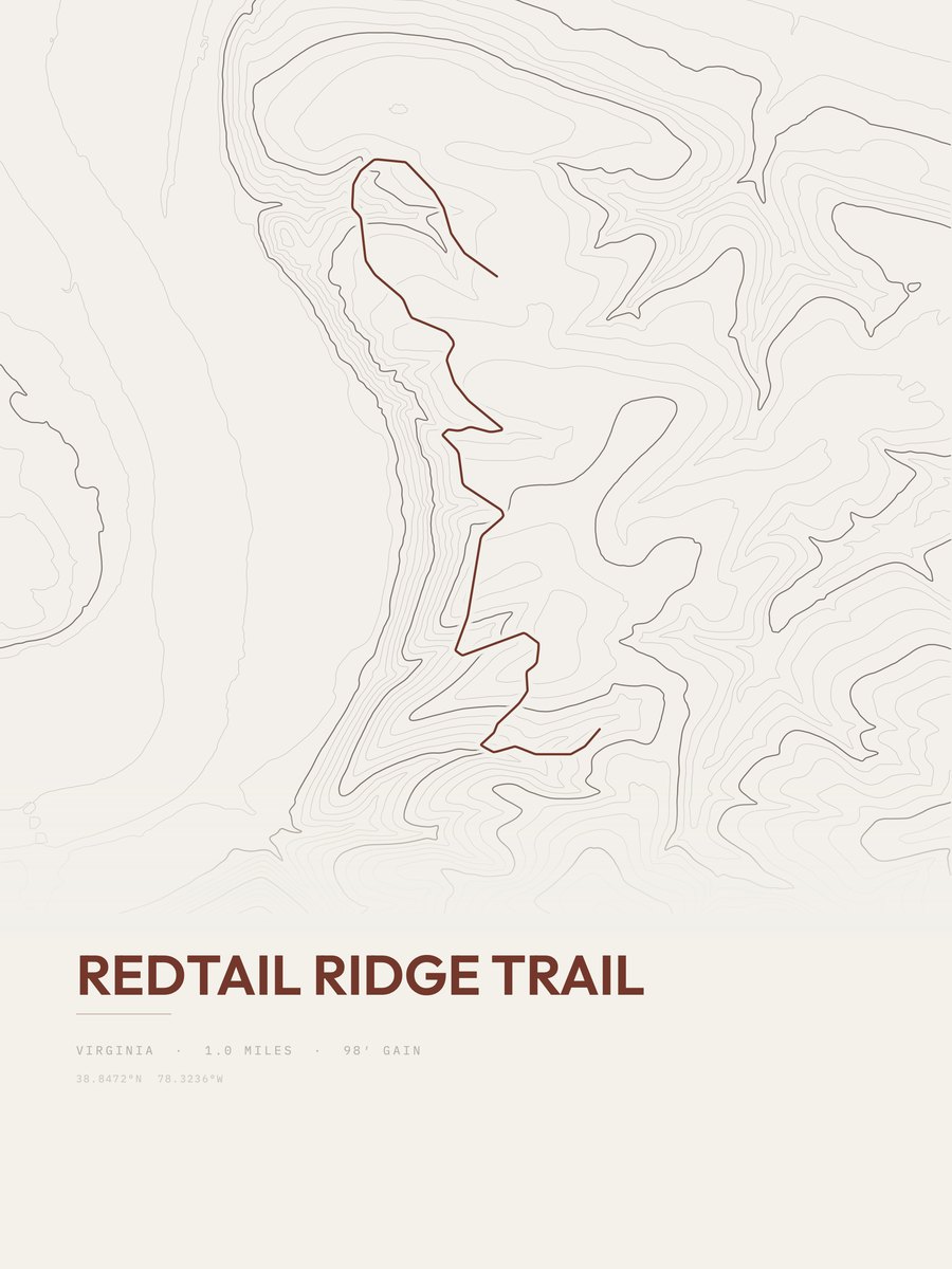 Redtail Ridge Trail topographic trail print