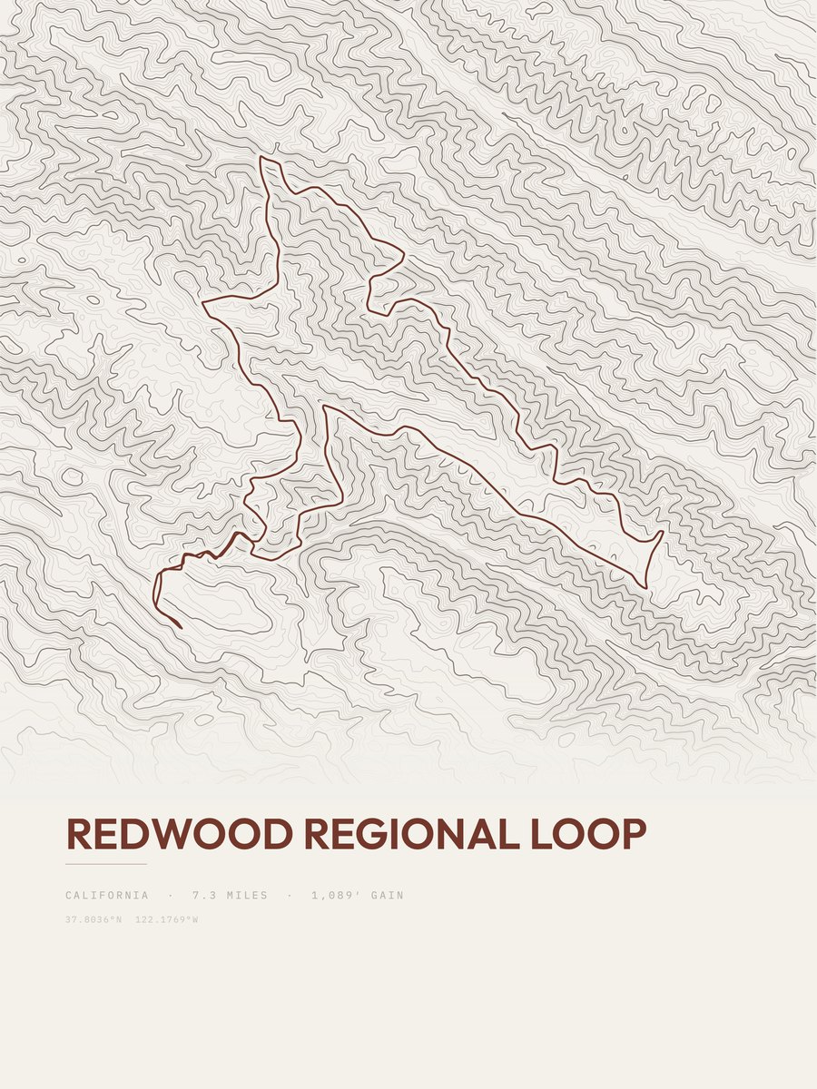 Redwood Regional Loop Topographic print