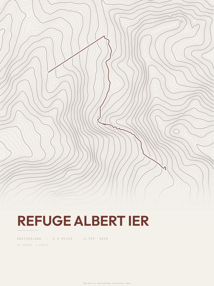 Refuge Albert Ier Topographic print