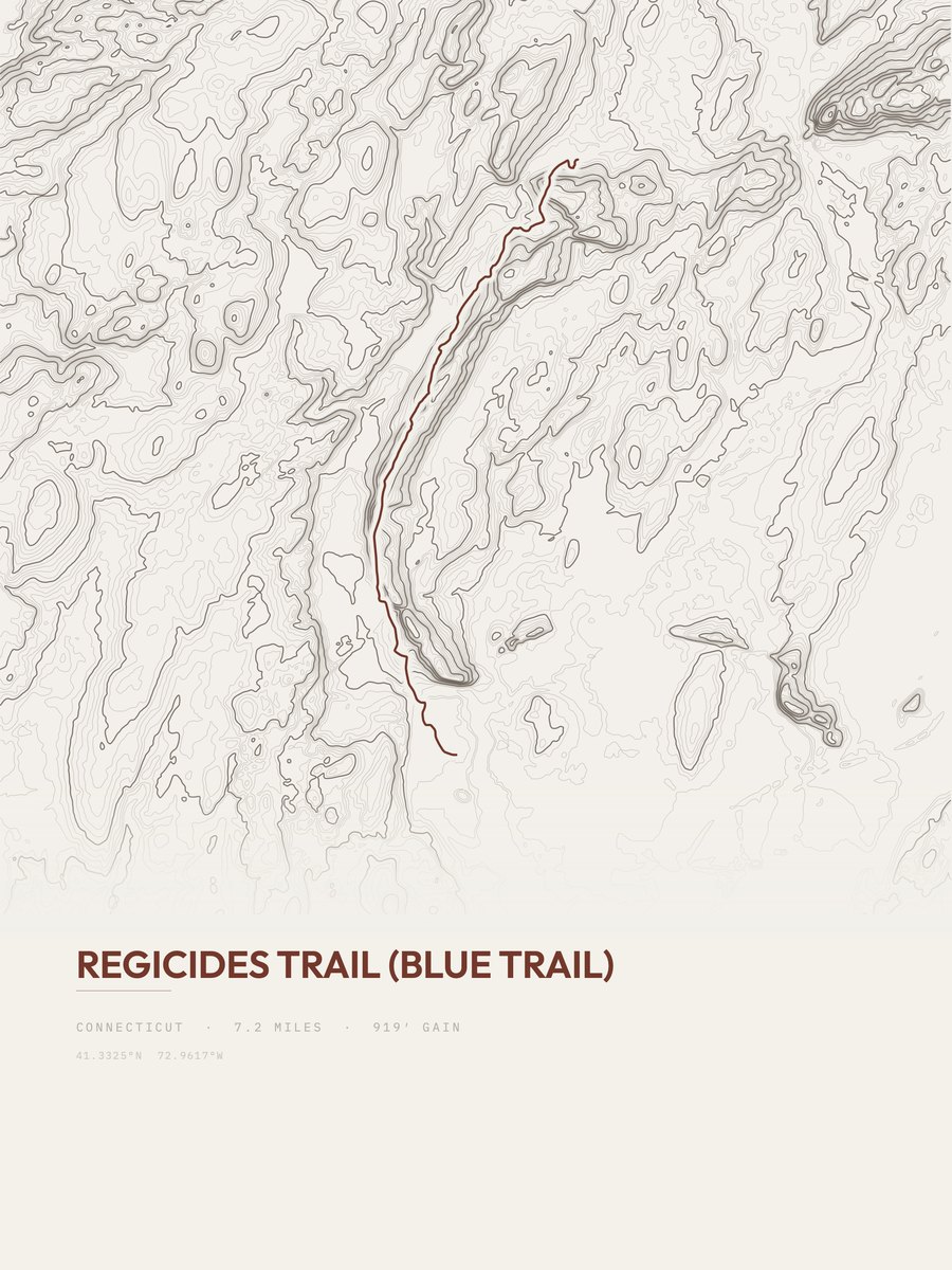 Regicides Trail (Blue Trail) topographic trail print
