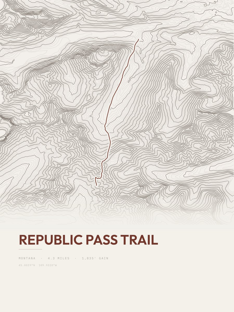 Republic Pass Trail Topographic print