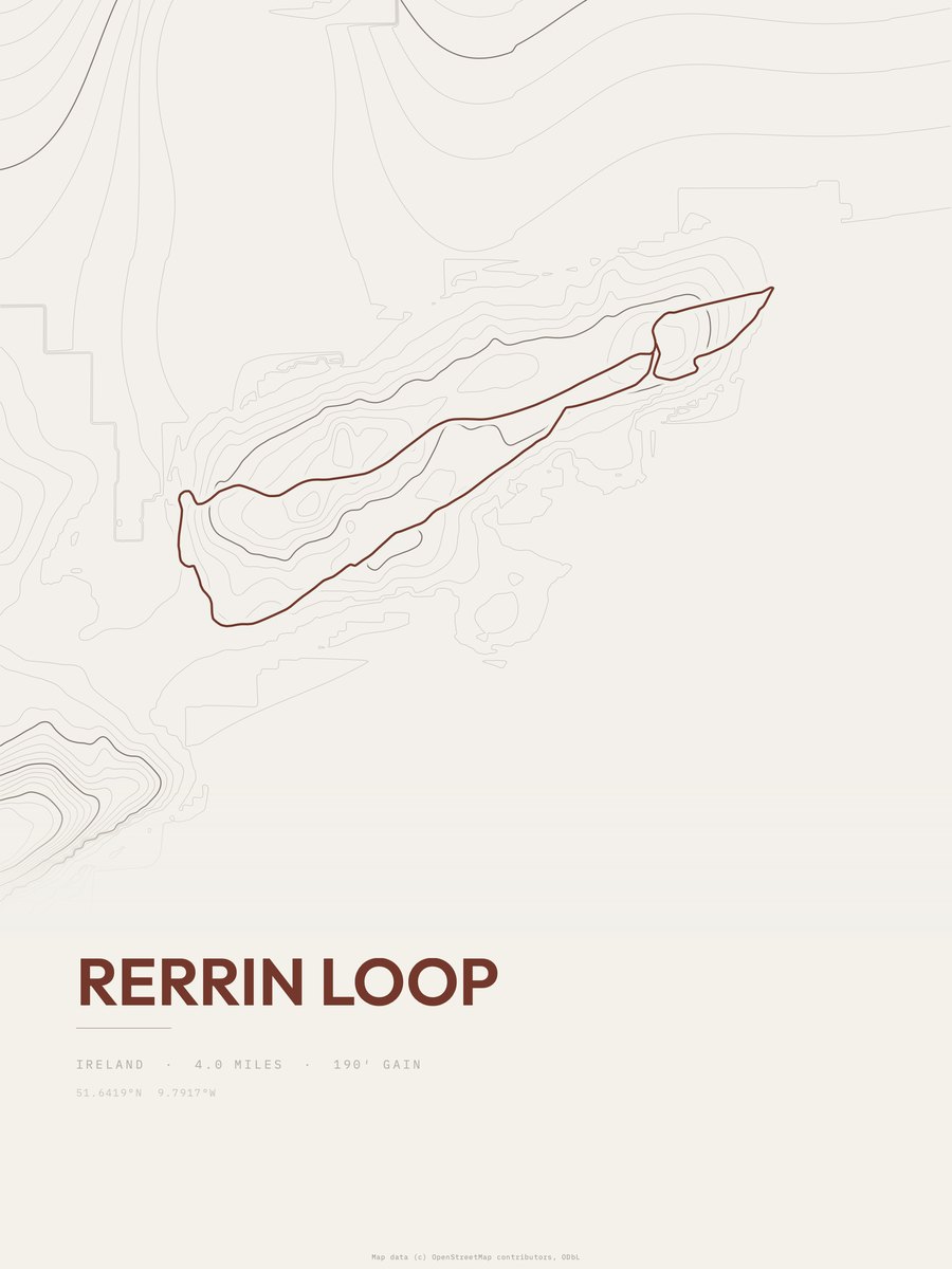 Rerrin Loop topographic trail print
