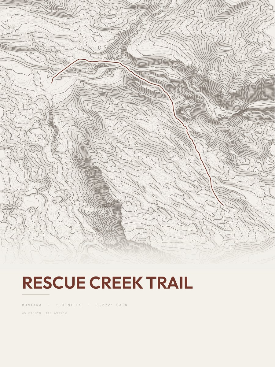 Rescue Creek Trail Topographic print