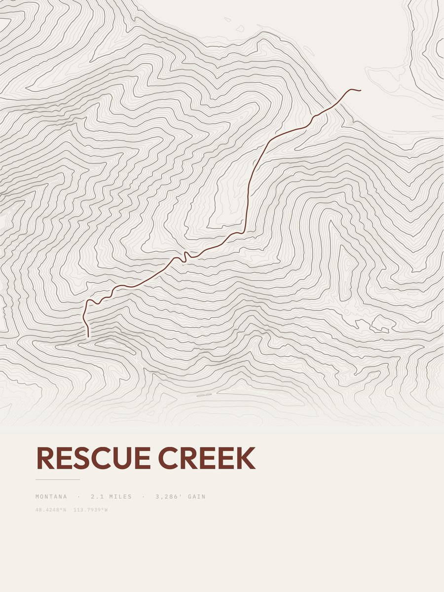 Rescue Creek Topographic print