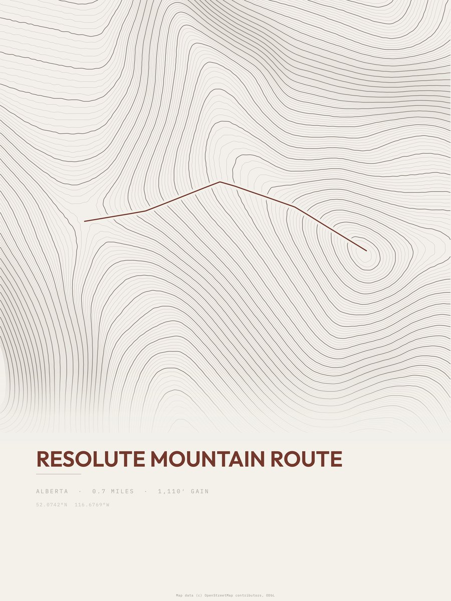 Resolute Mountain Route Topographic print