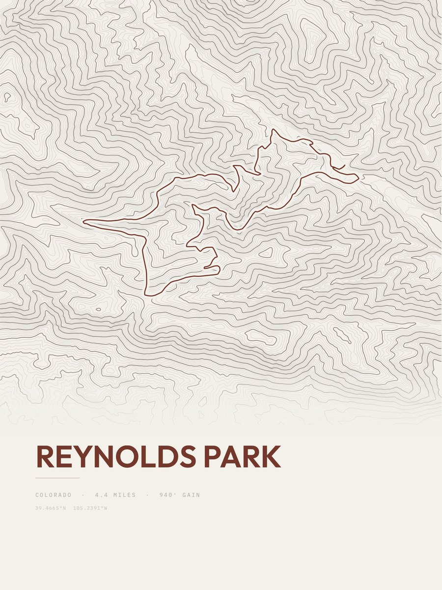 Reynolds Park topographic trail print