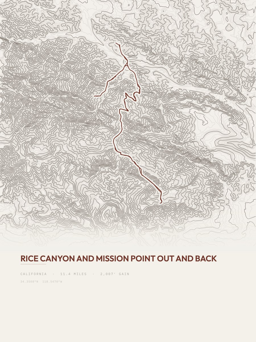 Rice Canyon and Mission Point Topographic print