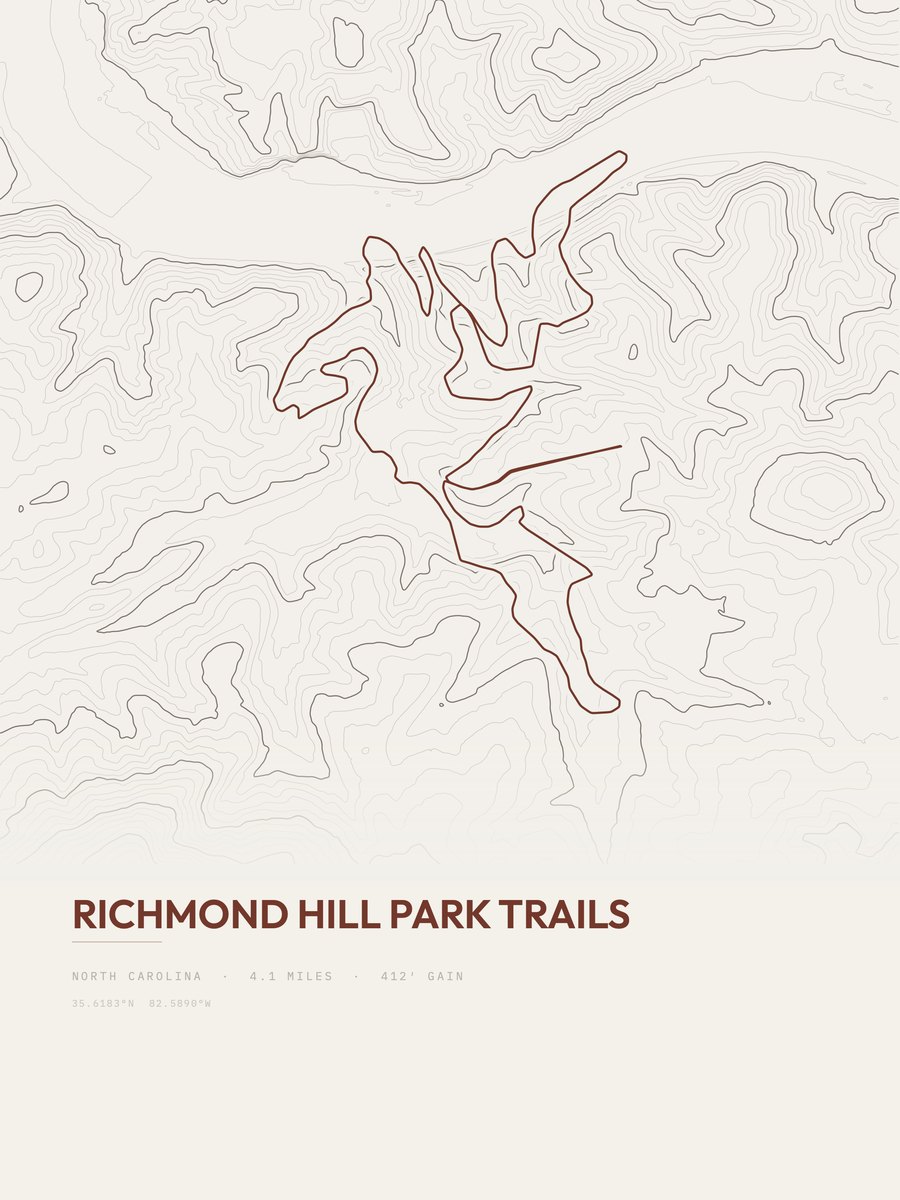 Richmond Hill Park Trails Topographic print