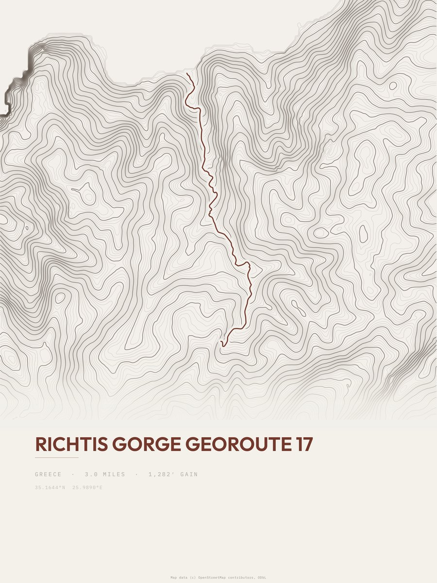 Richtis Gorge Georoute 17 topographic trail print