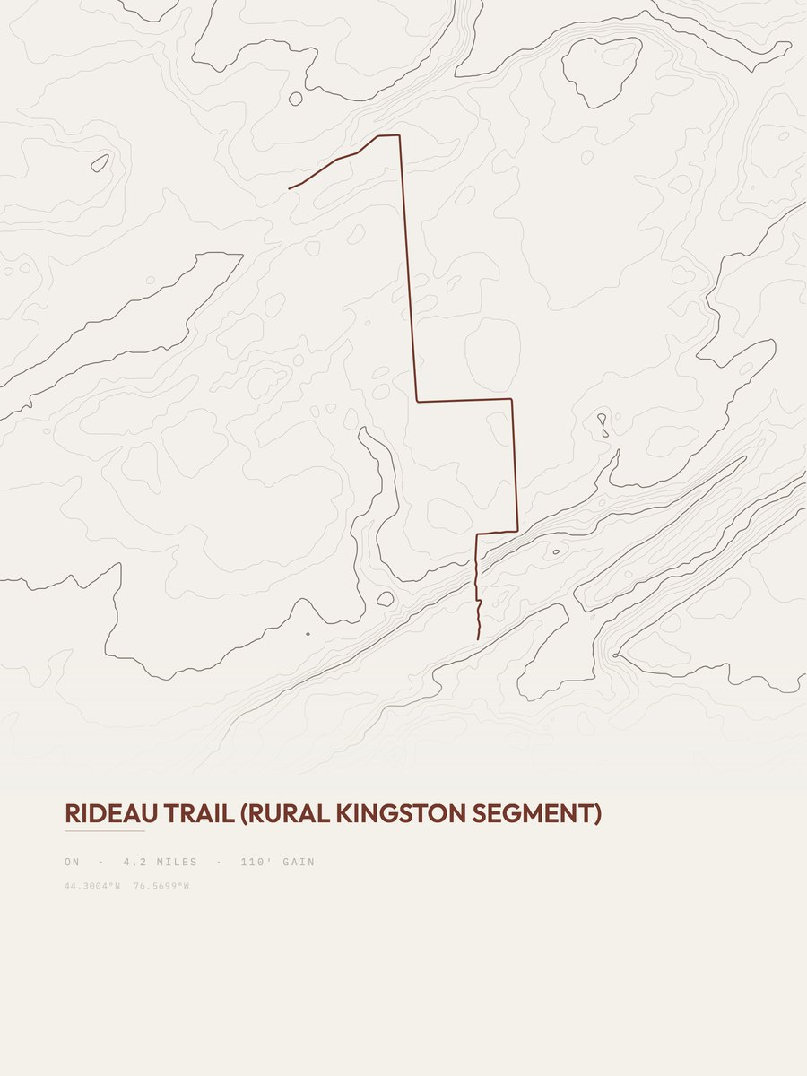 Rideau Trail topographic trail print