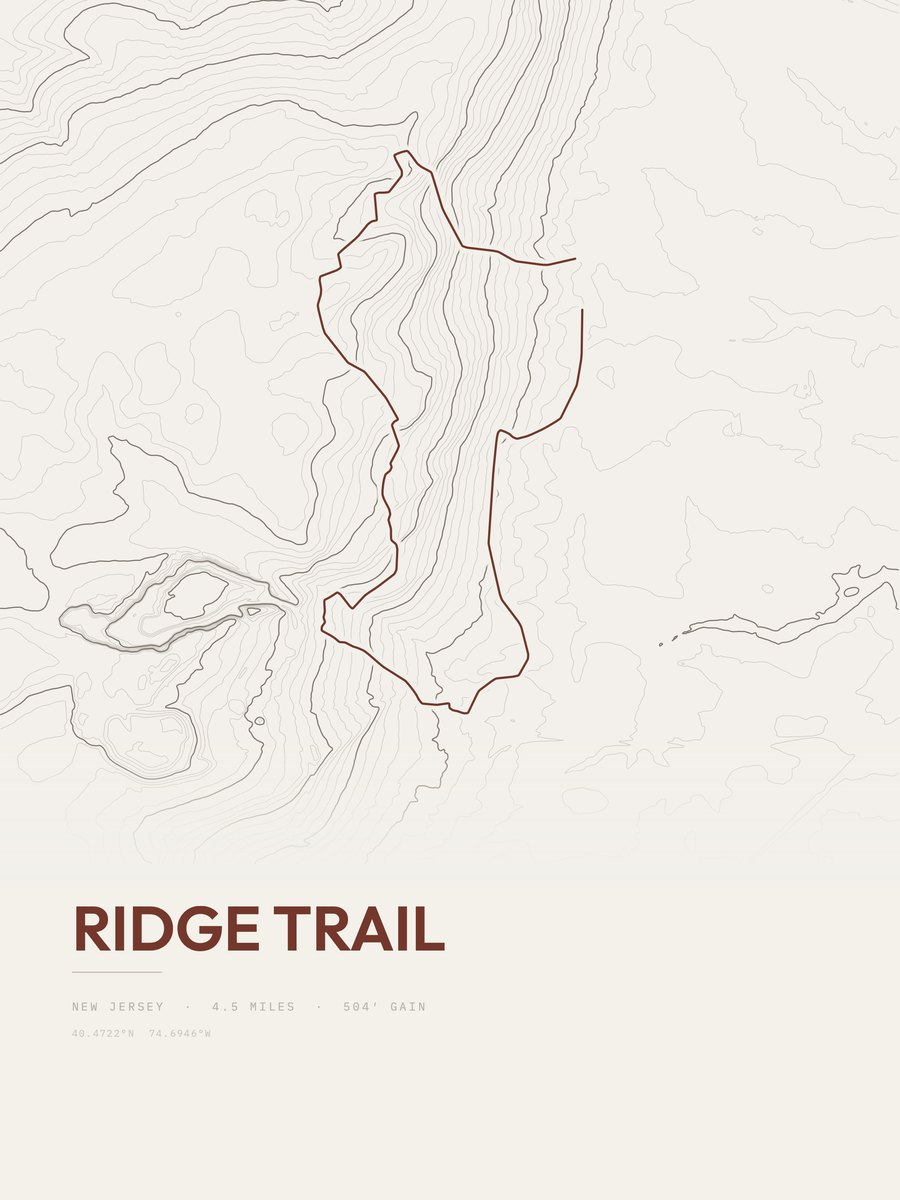 Ridge Trail topographic trail print