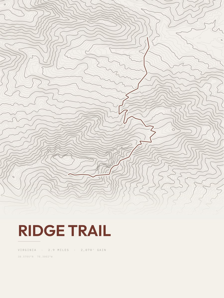Ridge Trail topographic trail print