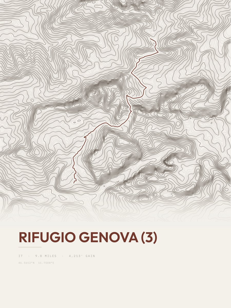 Rifugio Genova Topographic print