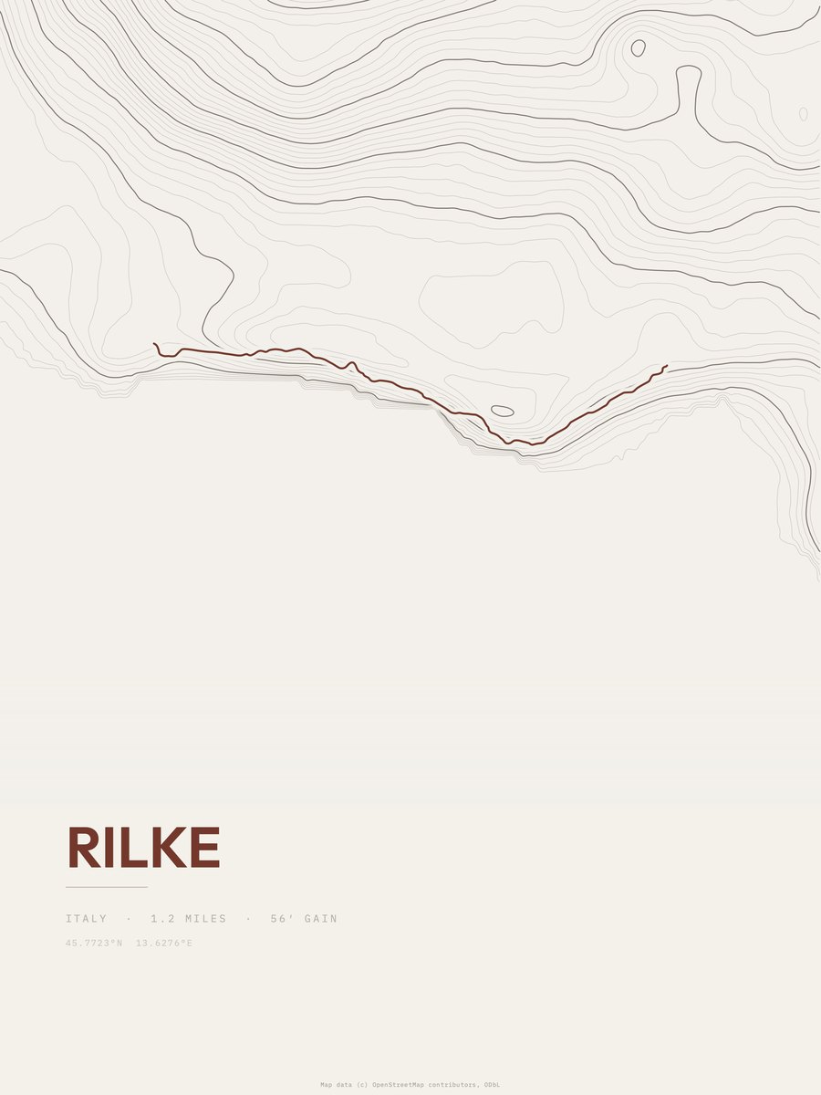 Rilke topographic trail print