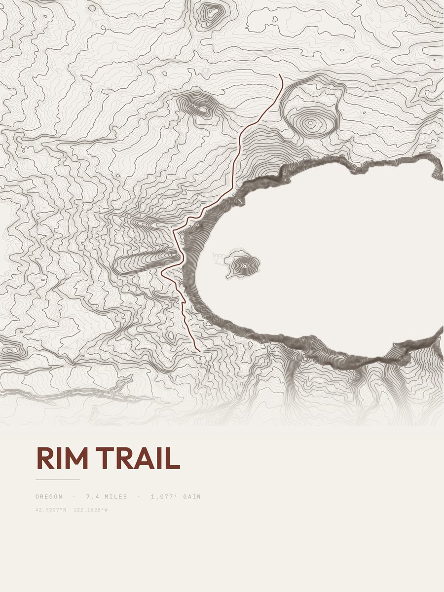 Rim Trail topographic trail print