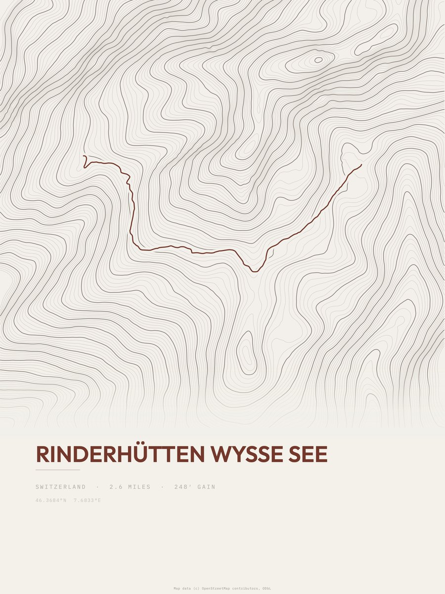 Rinderhütten Wysse See topographic trail print