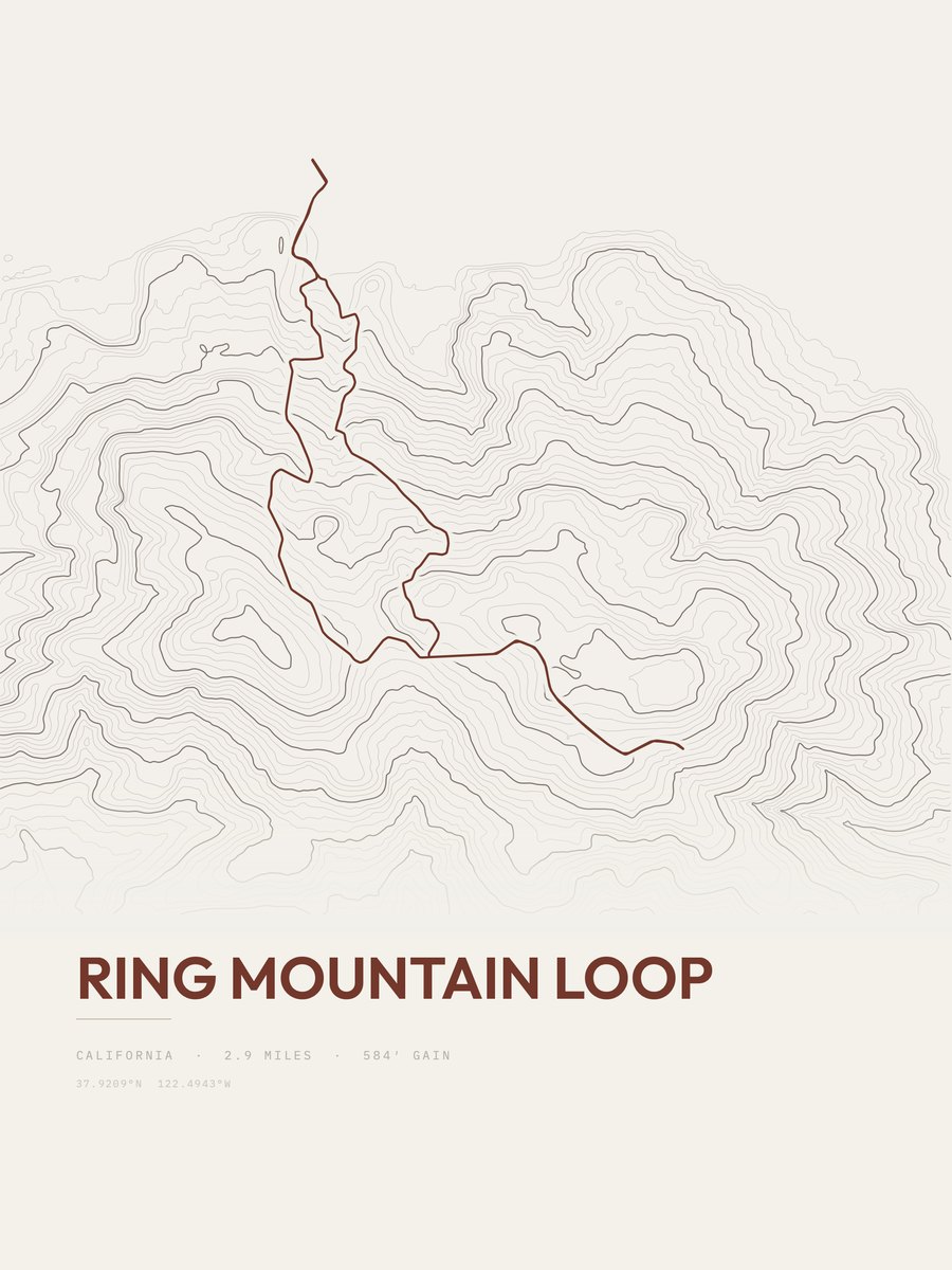 Ring Mountain Loop Topographic print