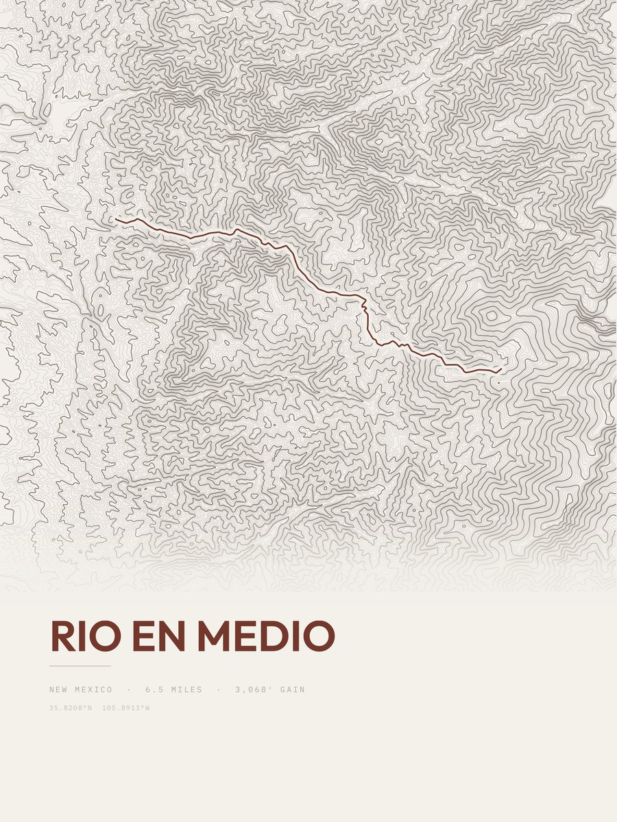 Rio en Medio topographic trail print