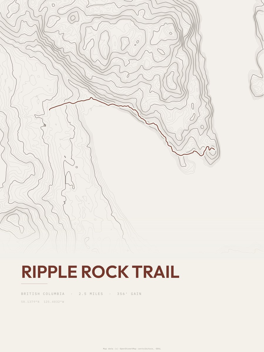 Ripple Rock Trail Topographic print