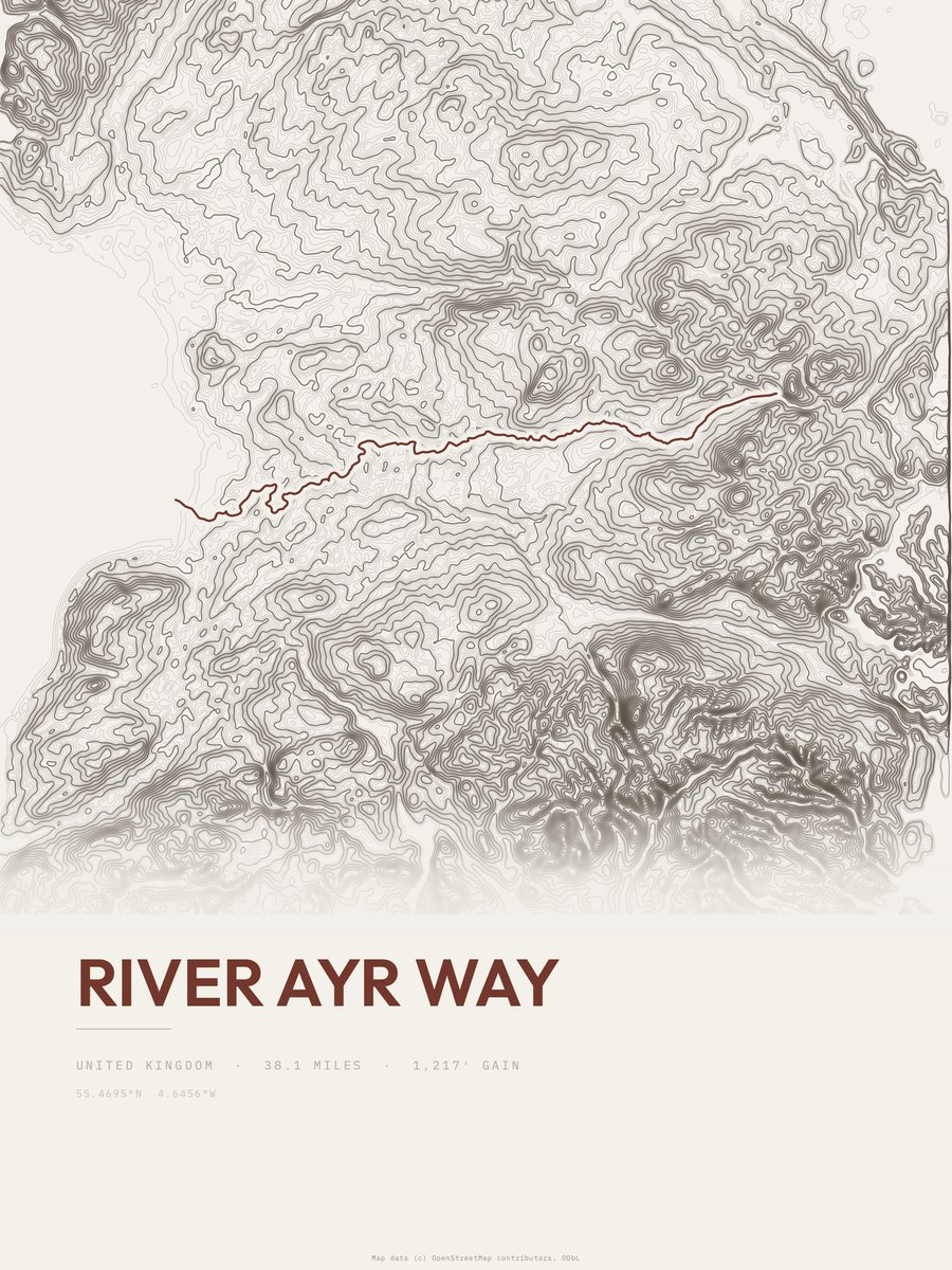 River Ayr Way Topographic print