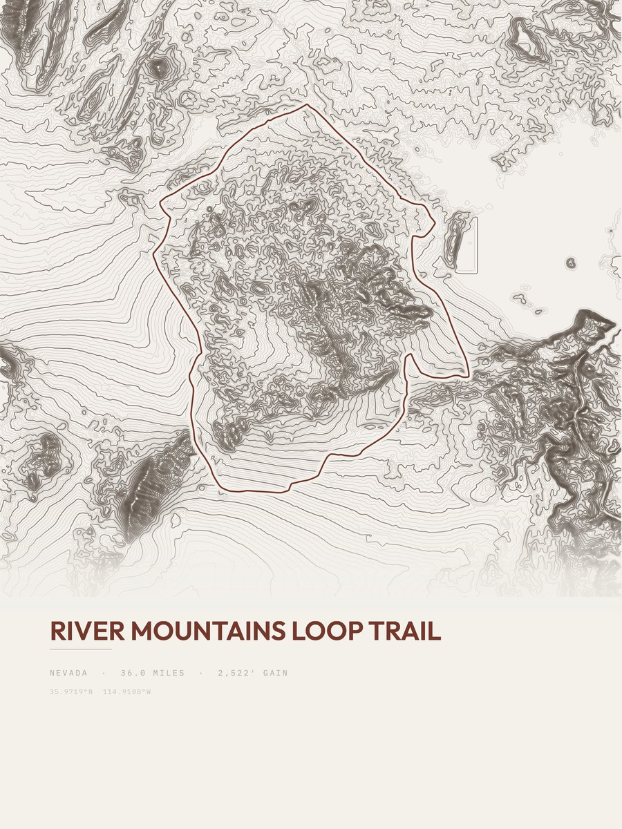 River Mountains Loop Trail Topographic print
