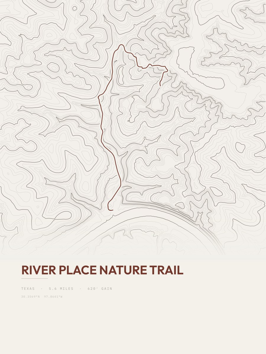 River Place Nature Trail Topographic print