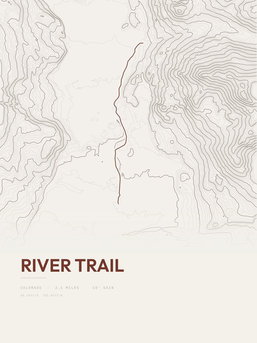 River Trail topographic trail print