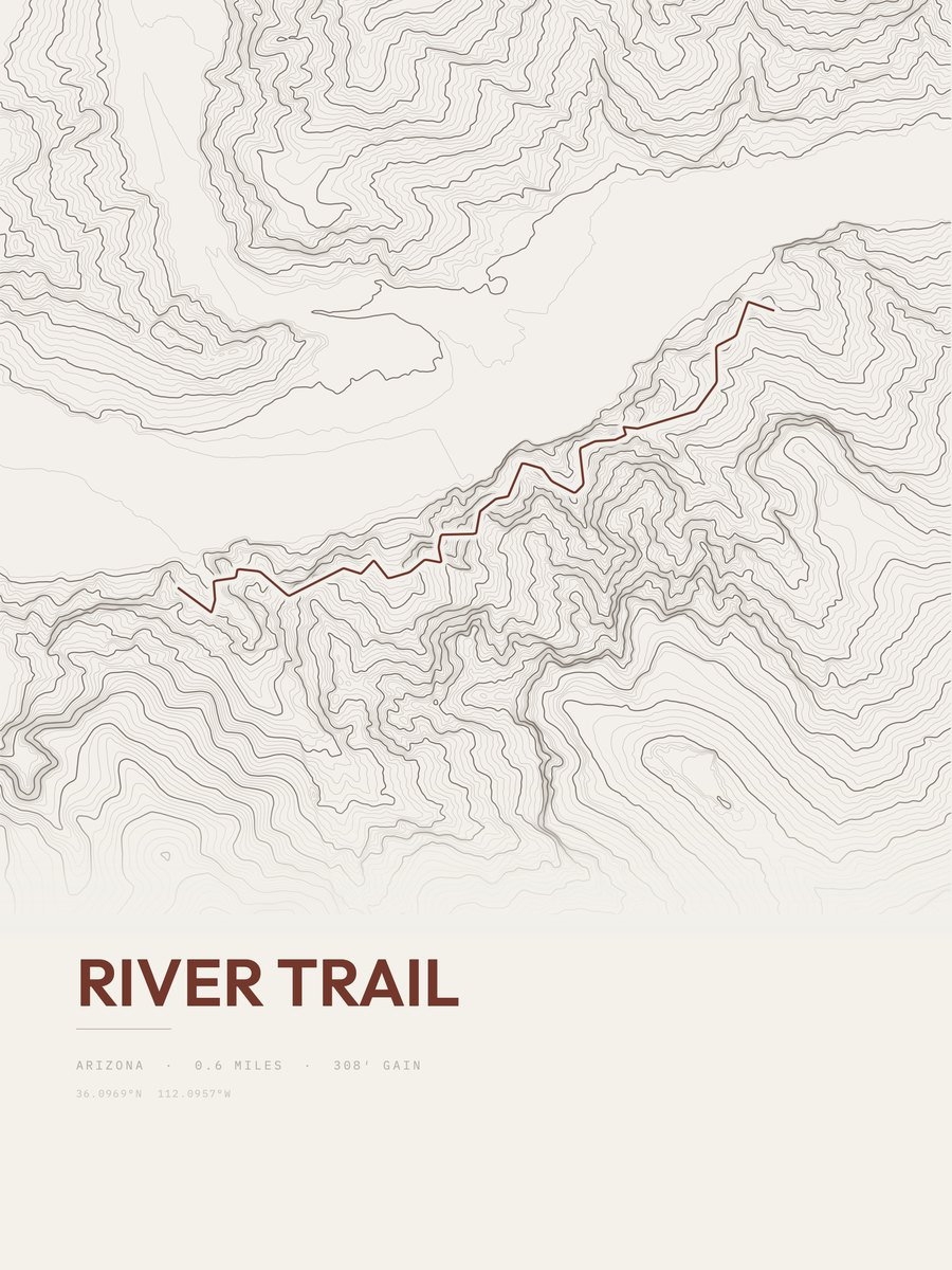 River Trail topographic trail print