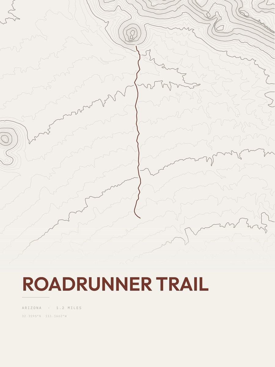 Roadrunner Trail topographic trail print