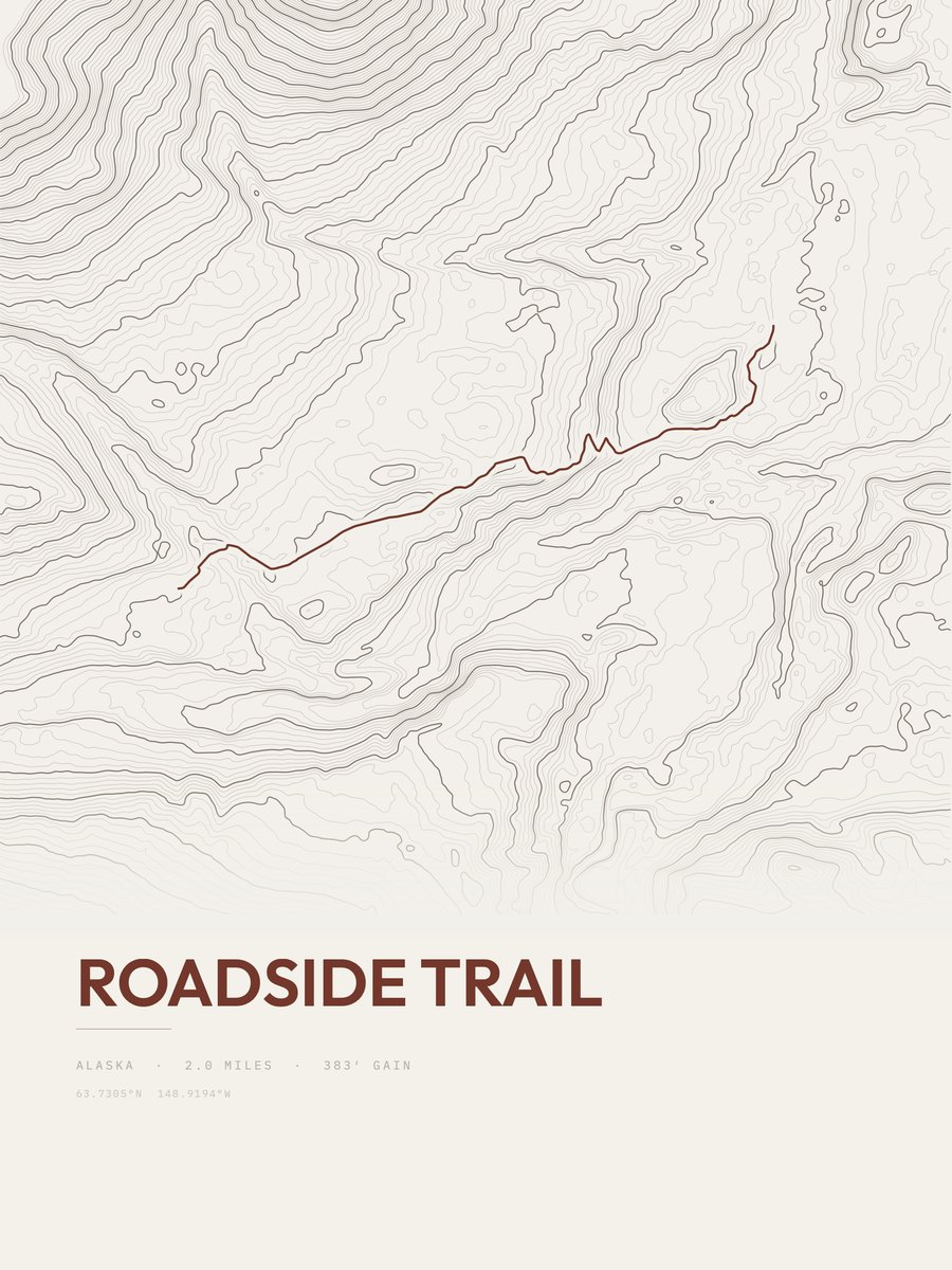 Roadside Trail topographic trail print