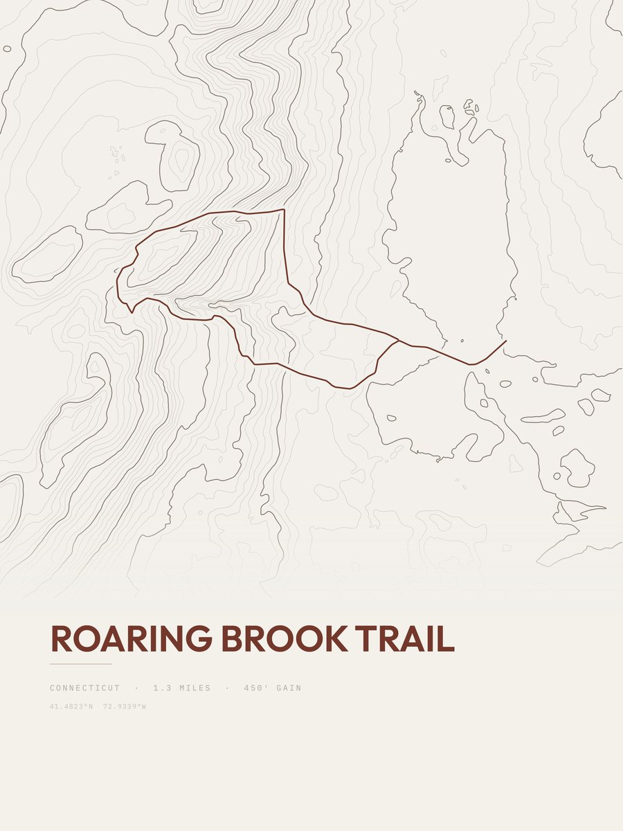 Roaring Brook Trail topographic trail print