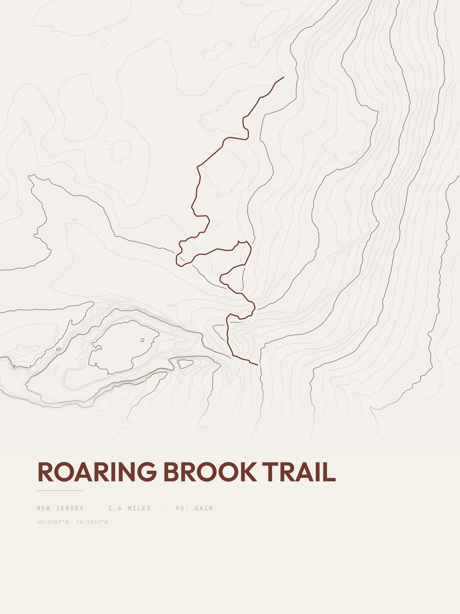 Roaring Brook Trail topographic trail print