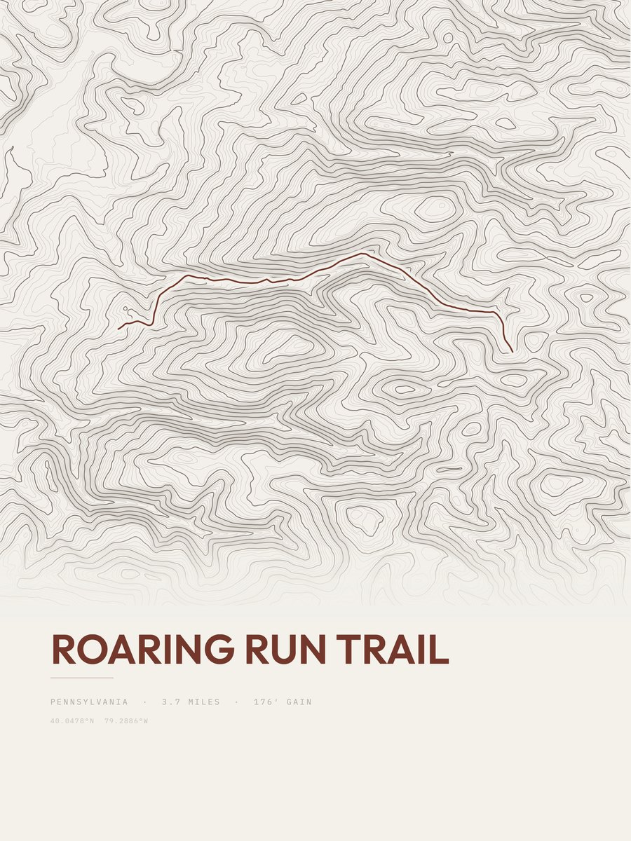Roaring Run Trail Topographic print