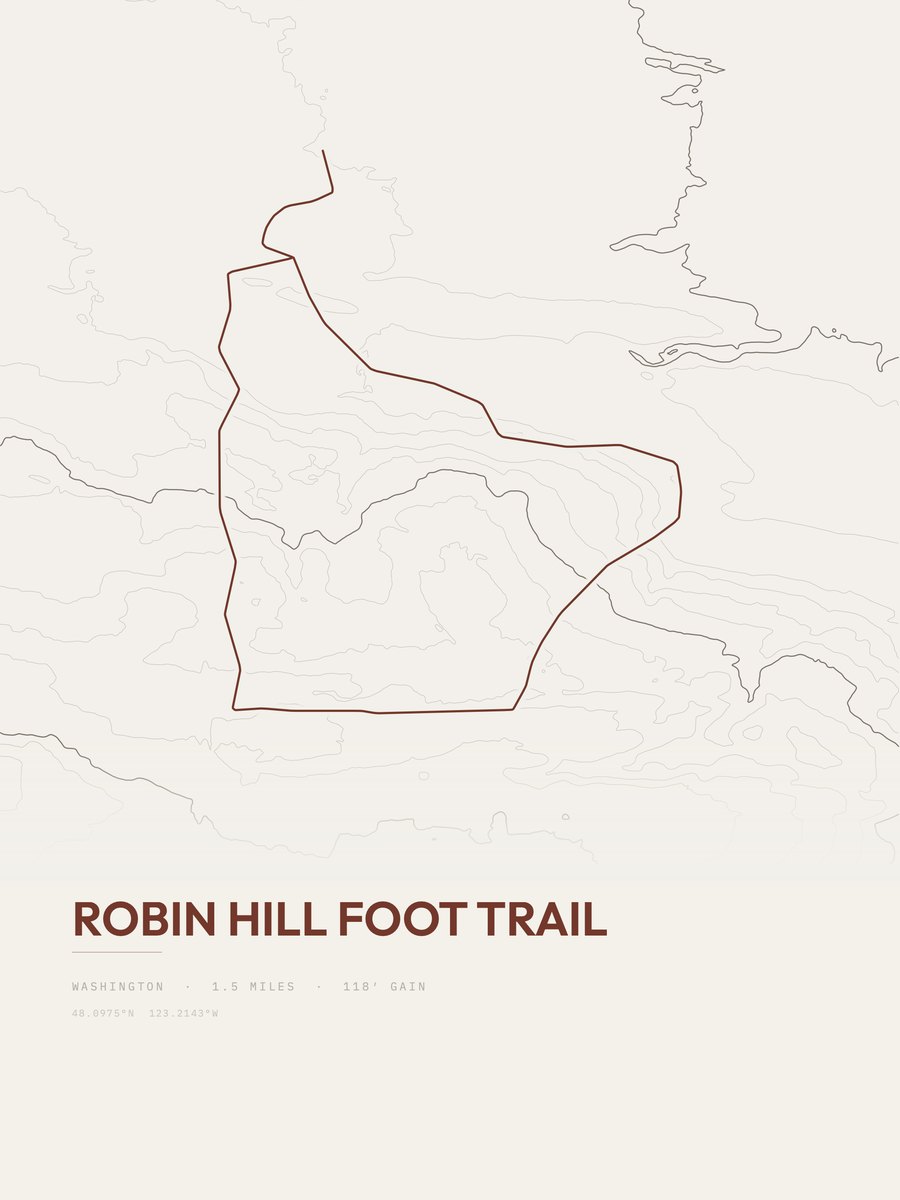 Robin Hill Foot Trail topographic trail print